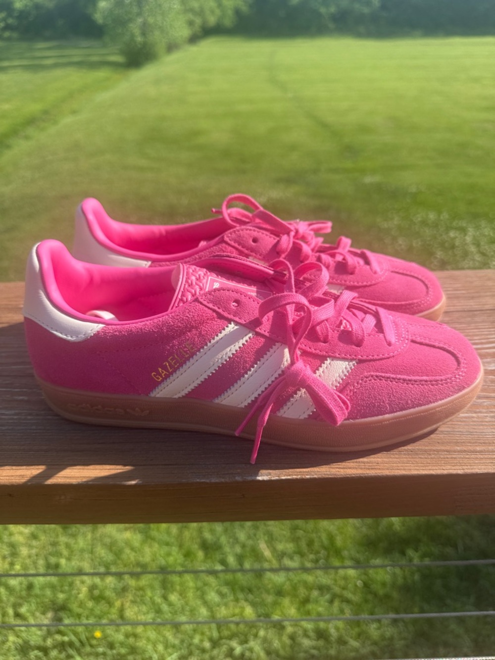 Adidas Gazelle Indoor Gum Pink and White Sneakers Size 8